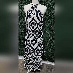 Nicole Miller Black and White Sheath Maxi Dress